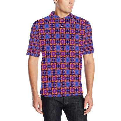 kaleidoscope Purple Orange Print Design Men Polo Shirt
