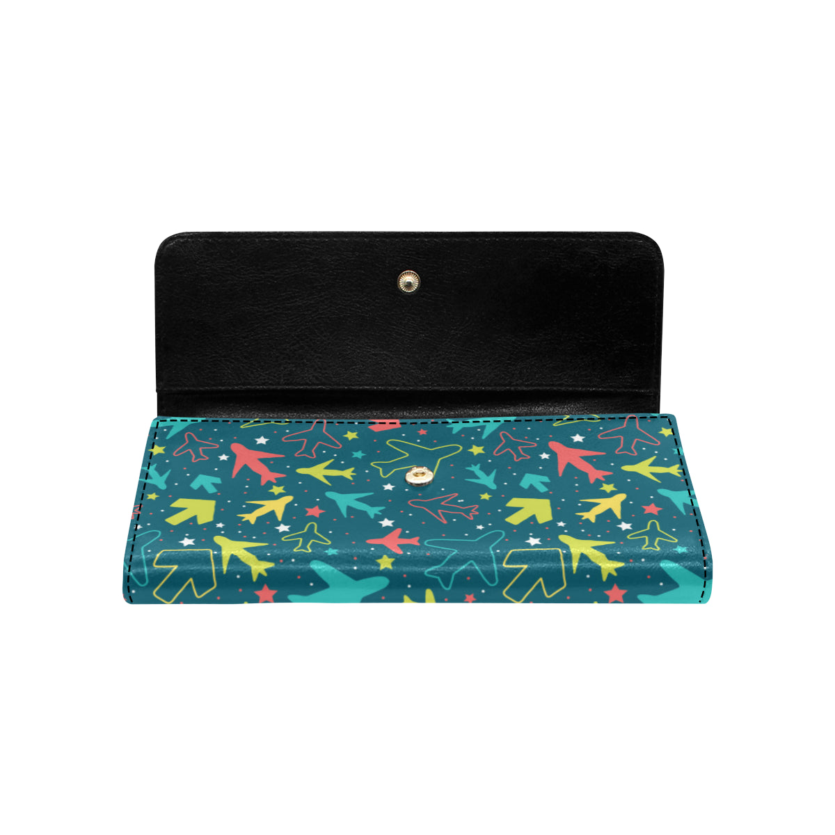 Airplane Pattern Print Design 05 Women's Trifold Wallet