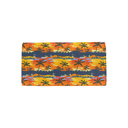Palm Tree Pattern Print Design PT010 Women's Trifold Wallet