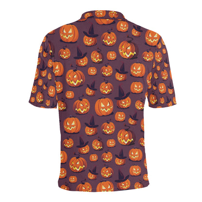 Halloween Pumpkin Pattern Print Design 03 Men Polo Shirt