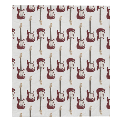 Bass Guitar Pattern Print Design 03 Premium Quilt