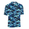 Camo Blue Pattern Print Design 04 Men Polo Shirt