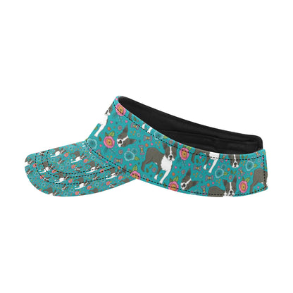 Boston Terrier Pattern Print Design 07 Unisex Sun Visor