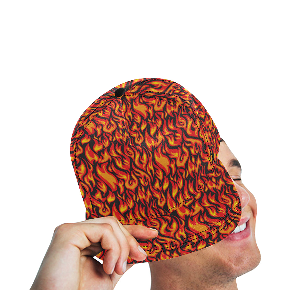 Flame Fire Print Pattern Snapback Cap