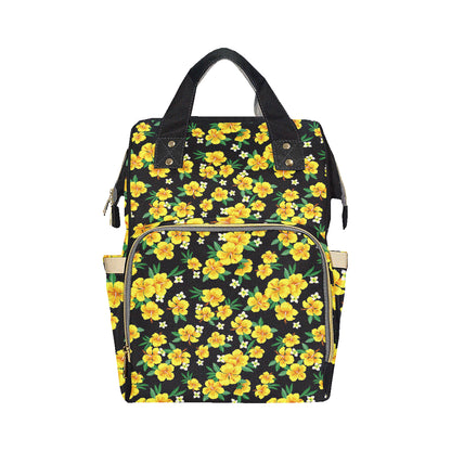 Yellow Hibiscus Pattern Print Design HB08 Diaper Bag Backpack