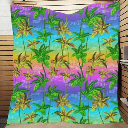 Palm Tree Rainbow Pattern Premium Quilt