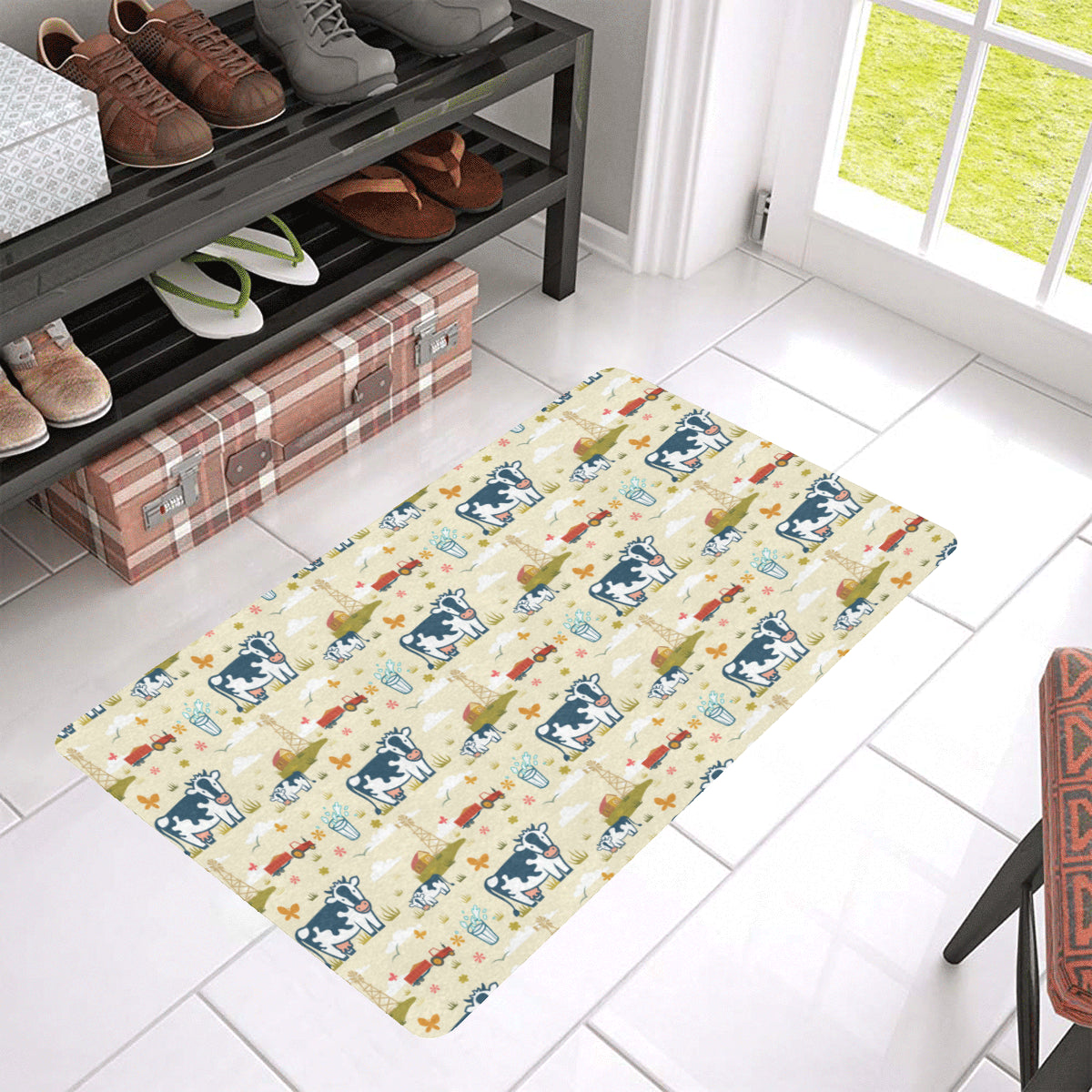 Cow Farm Design Print Rubber Doormat