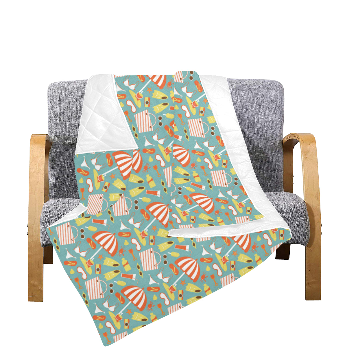 Beach Scene Pattern Print Design 02 Premium Quilt