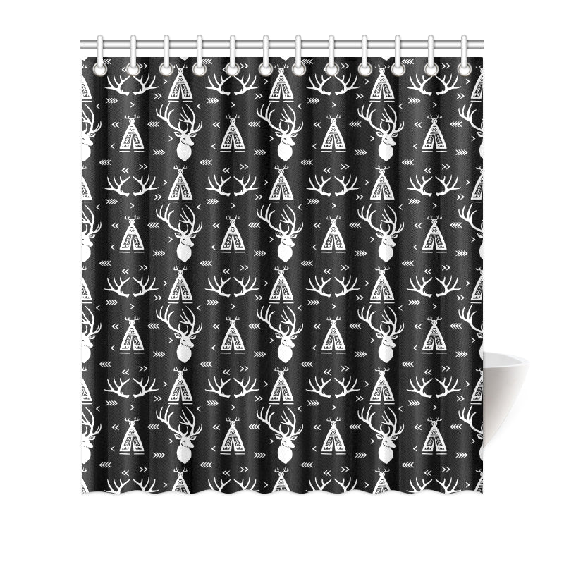 Deer Native Indian Print Pattern Shower Curtain
