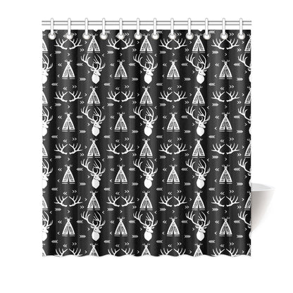 Deer Native Indian Print Pattern Shower Curtain