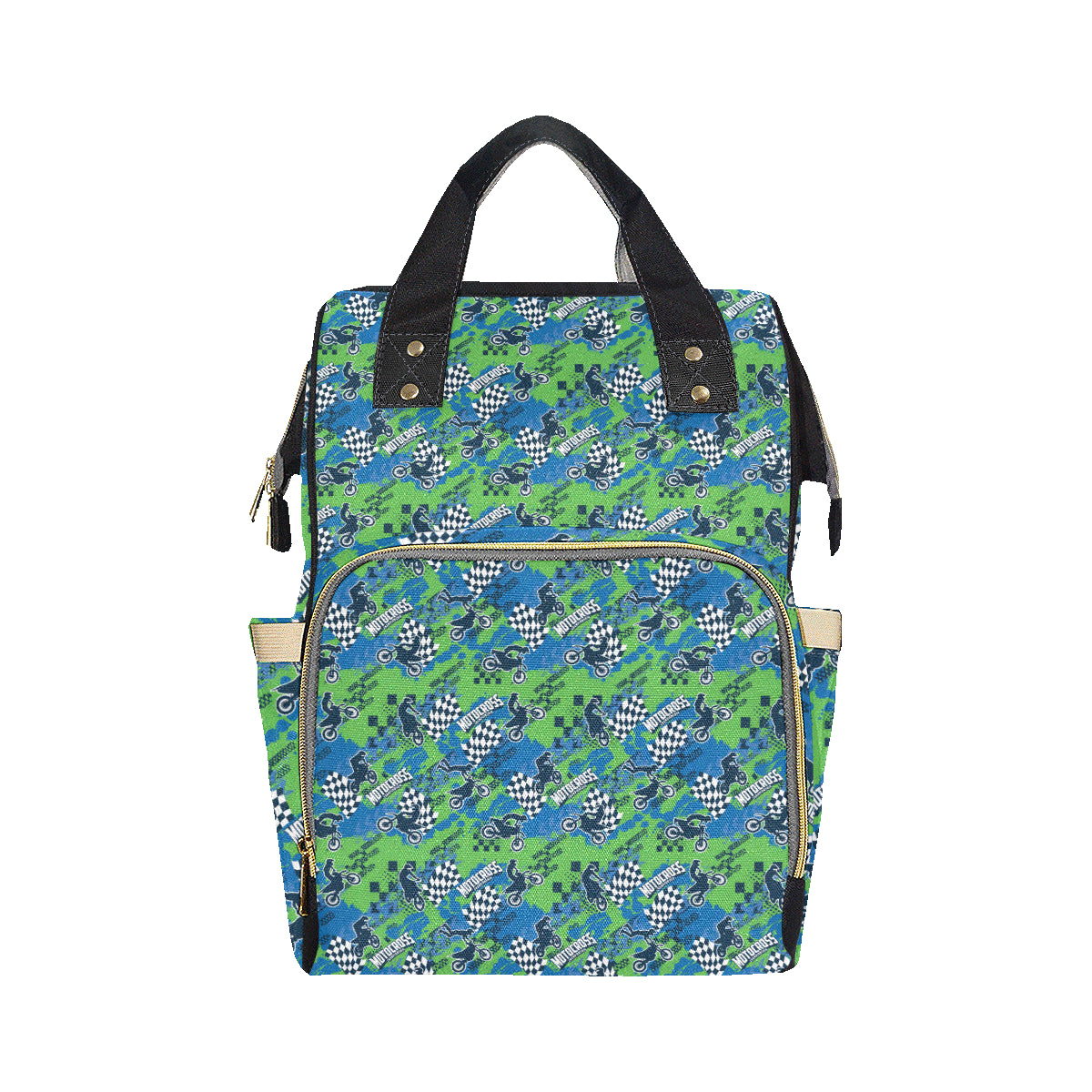 Motocross Pattern Print Design 04 Diaper Bag Backpack