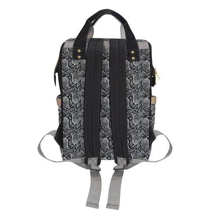 Paisley Black Design Print Diaper Bag Backpack