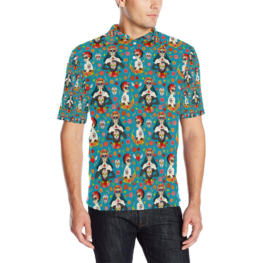 Day of the Dead Old School Girl Design Men Polo Shirt
