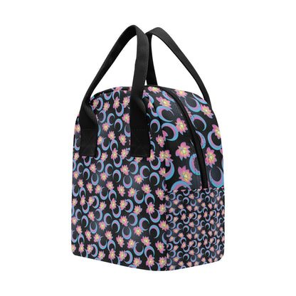 Lotus with Moon Pink Print Themed Insulated Lunch Bag