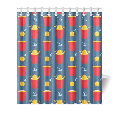 Beer Pong Pattern Print Design 02 Shower Curtain