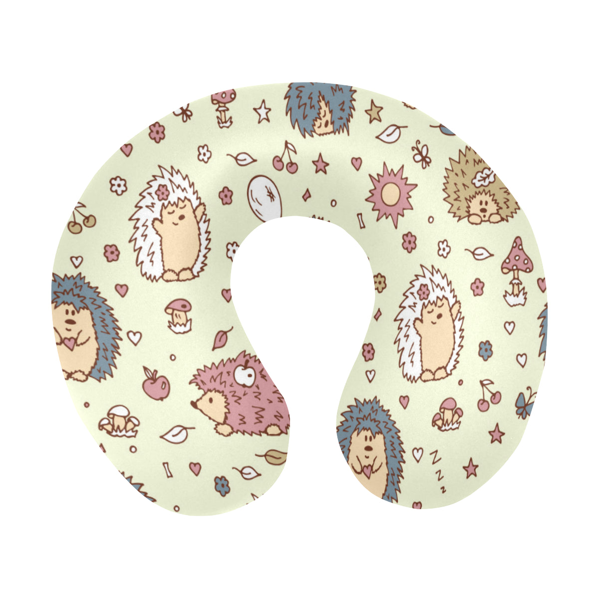 Hedgehog Cute Pattern Print Design 01 U-Shaped Travel Neck Pillow