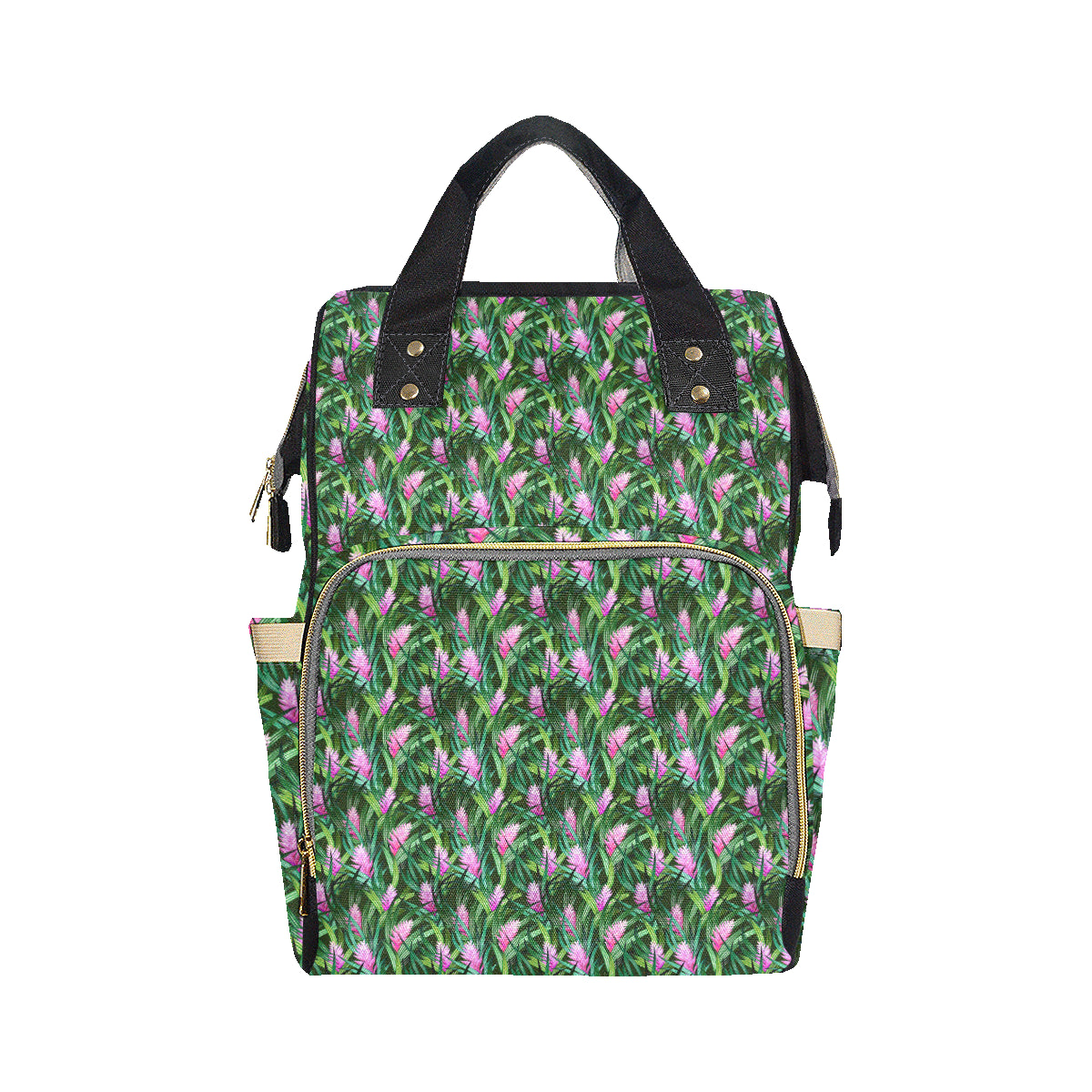 Tropical Folower Pink Heliconia Print Diaper Bag Backpack