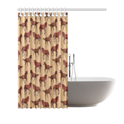 Brown Horse Print Pattern Shower Curtain