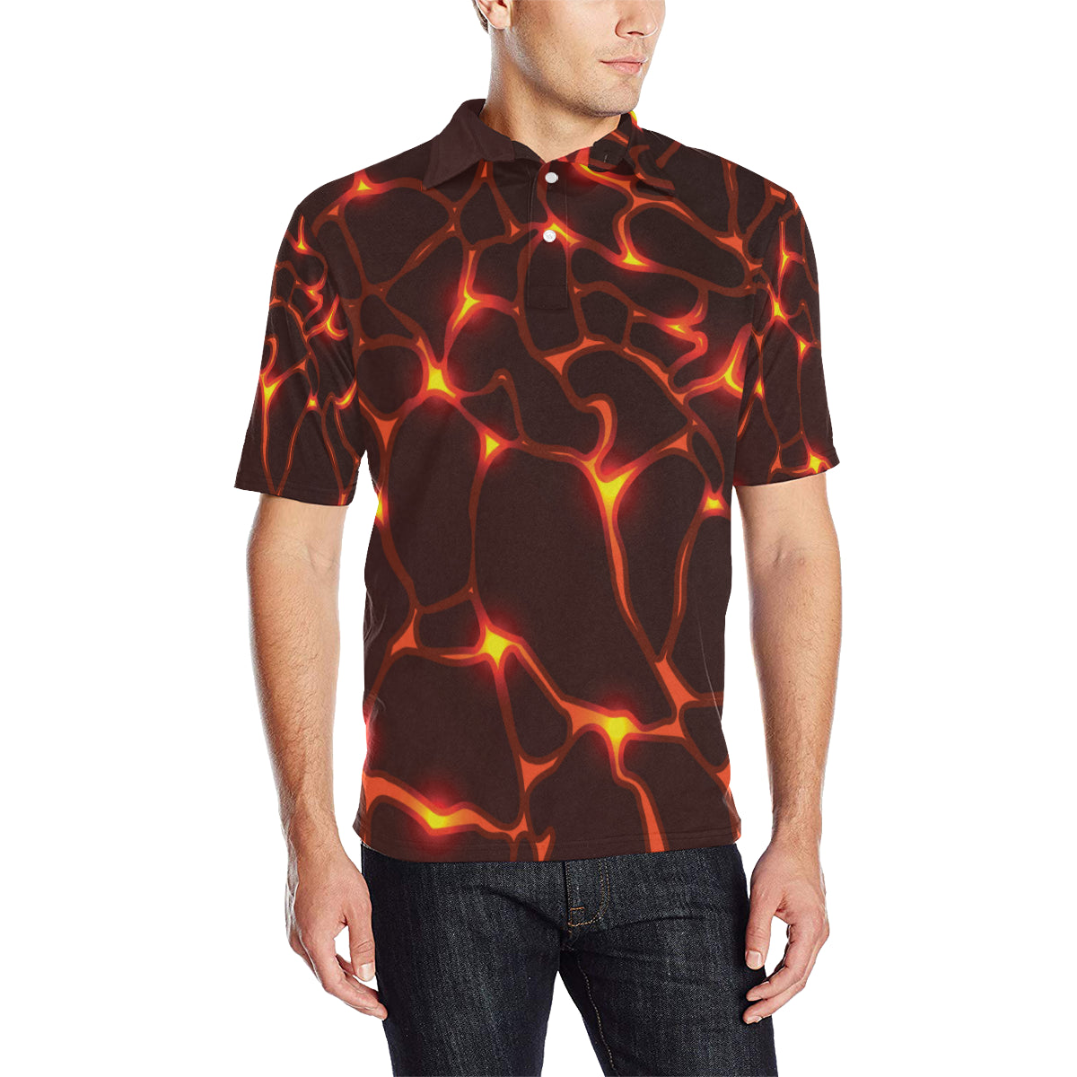 Lava Pattern Print Design 02 Men Polo Shirt