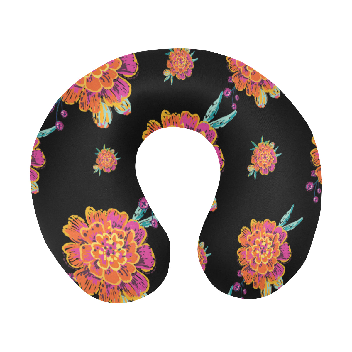 Marigold Pattern Print Design 01 U-Shaped Travel Neck Pillow