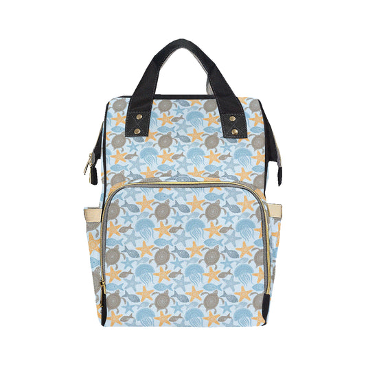 Polynesian Jellyfish Turtle Print Diaper Bag Backpack
