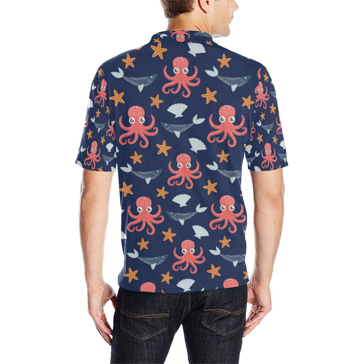 Octopus Pattern Print Design A04 Men Polo Shirt