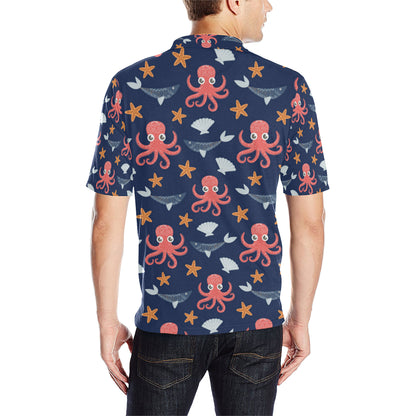 Octopus Pattern Print Design A04 Men Polo Shirt