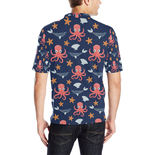 Octopus Pattern Print Design A04 Men Polo Shirt