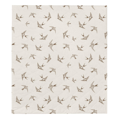 Swallow Bird Pattern Print Design 01 Premium Quilt