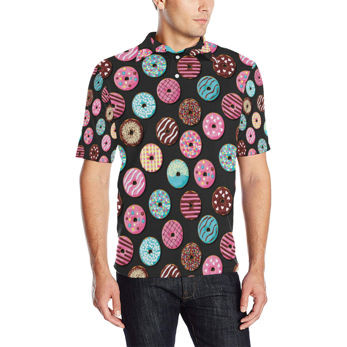 Donut Pattern Print Design DN02 Men Polo Shirt