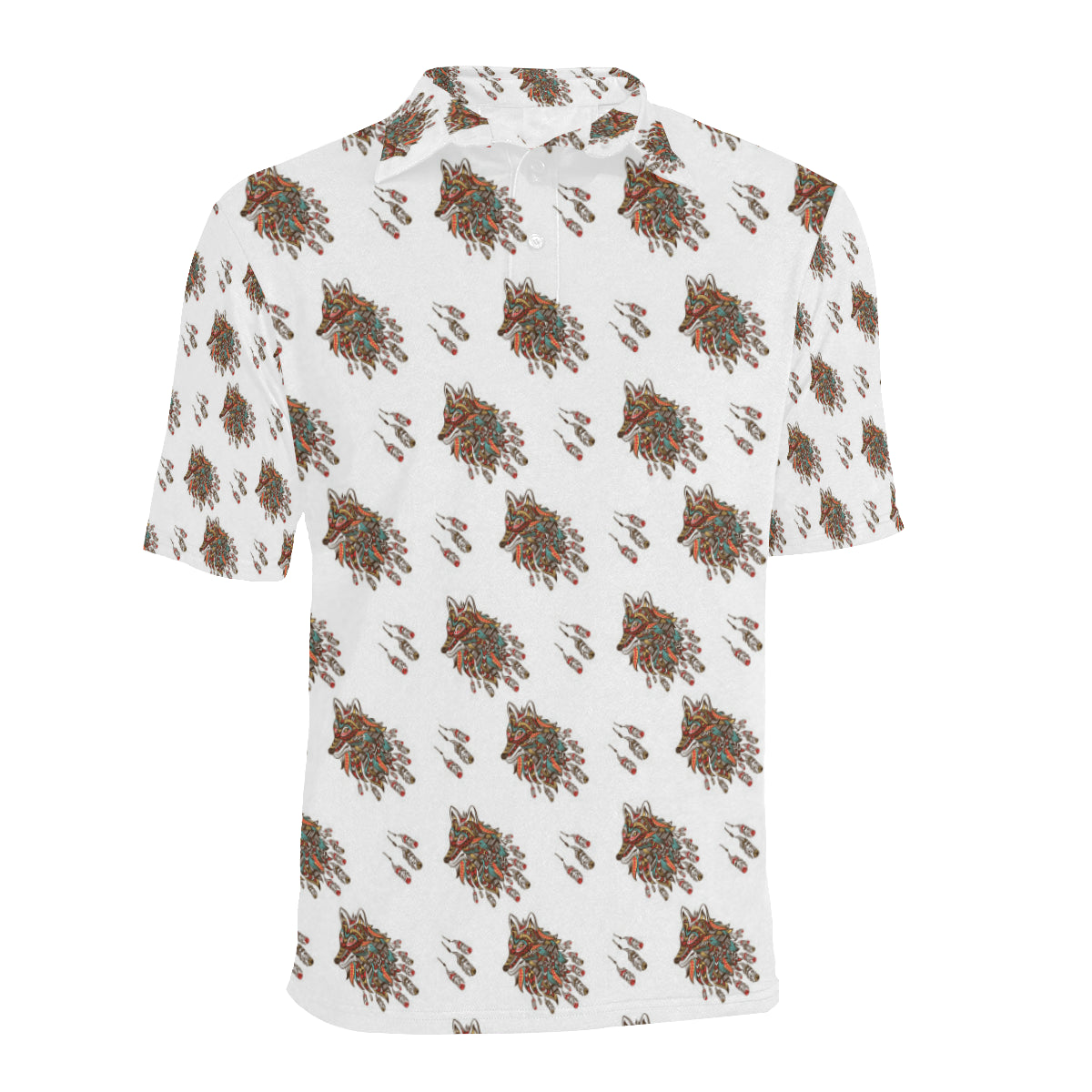 Aztec Wolf Pattern Print Design 02 Men Polo Shirt