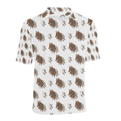 Aztec Wolf Pattern Print Design 02 Men Polo Shirt