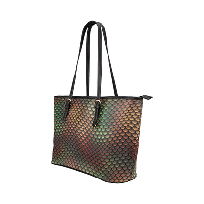 Snake Skin Colorful Print Leather Tote Bag