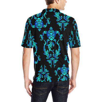 Sea turtle Polynesian Tribal Hawaiian Men Polo Shirt