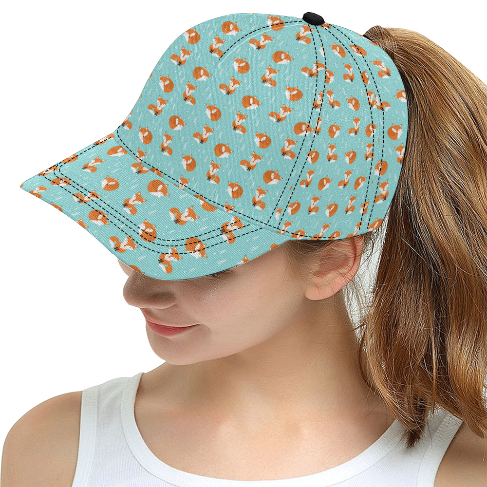 Fox Design Snow Print Pattern Snapback Cap