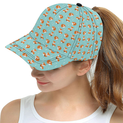 Fox Design Snow Print Pattern Snapback Cap