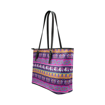 Boho Indian Style Pattern Leather Tote Bag