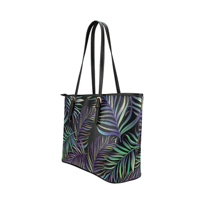 Tropical Palm Leaves Pattern Brightness Leather Tote Bag