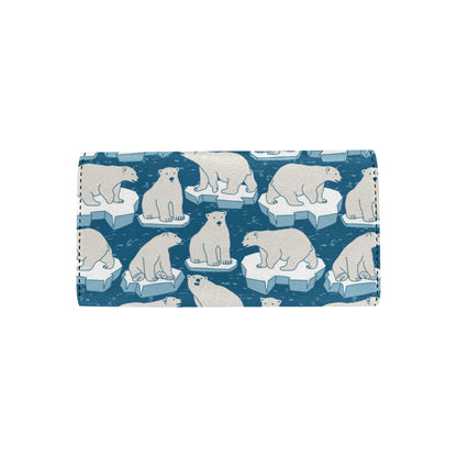 Polar Bear Pattern Print Design PB03 Women's Trifold Wallet