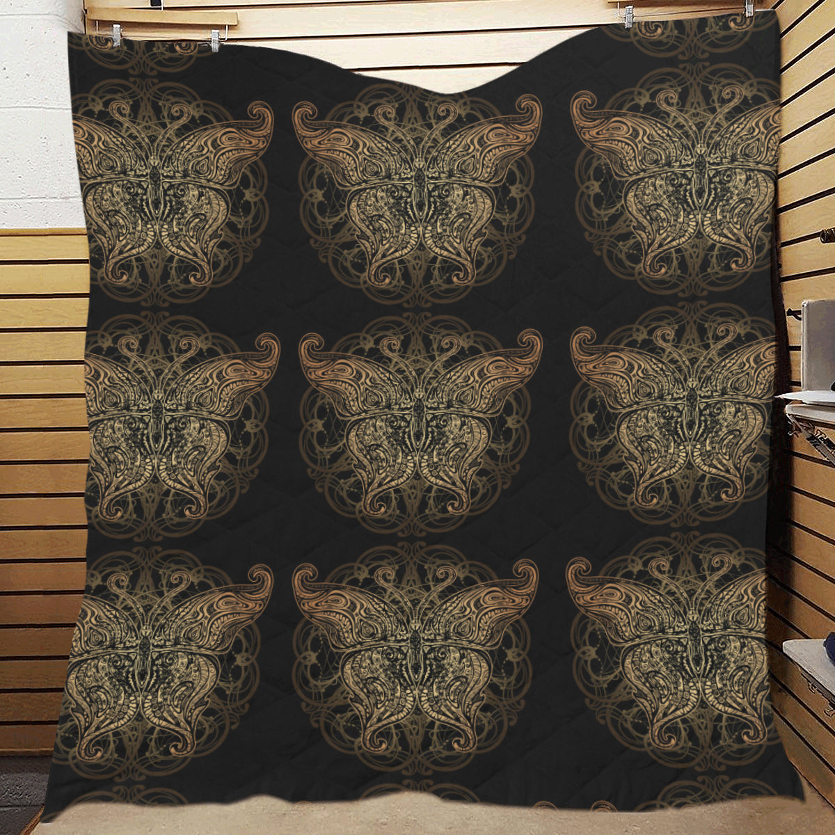 Gold Butterfly Ornamental Premium Quilt