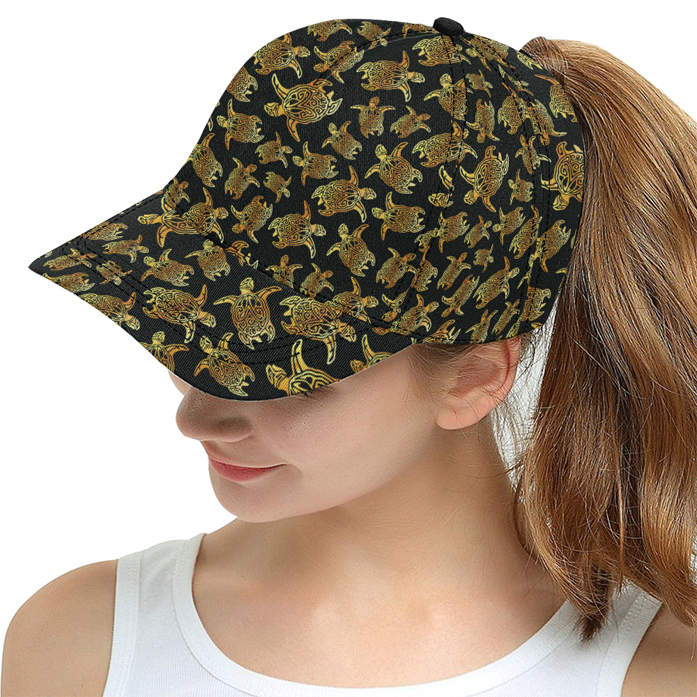 Gold Tribal Turtle Polynesian Themed Snapback Cap