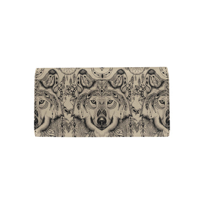Indian Boho Wolf Women's Trifold Wallet