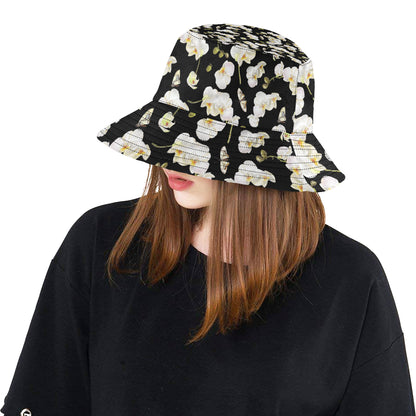 Orchid White Pattern Print Design OR011 Unisex Bucket Hat