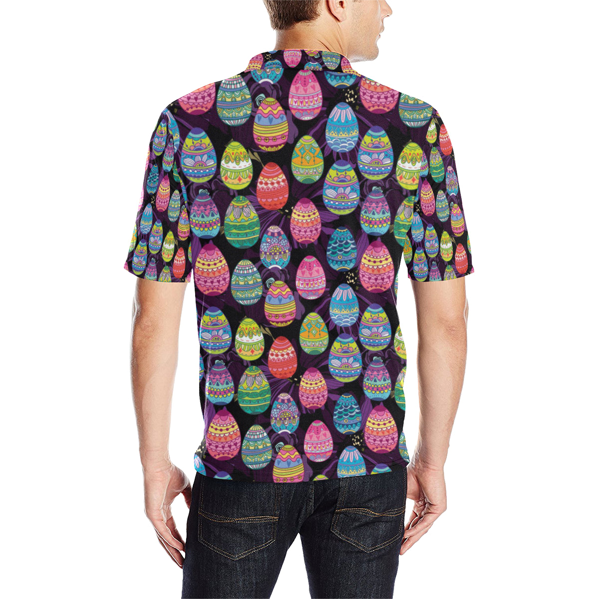 Easter Eggs Pattern Print Design RB08 Men Polo Shirt