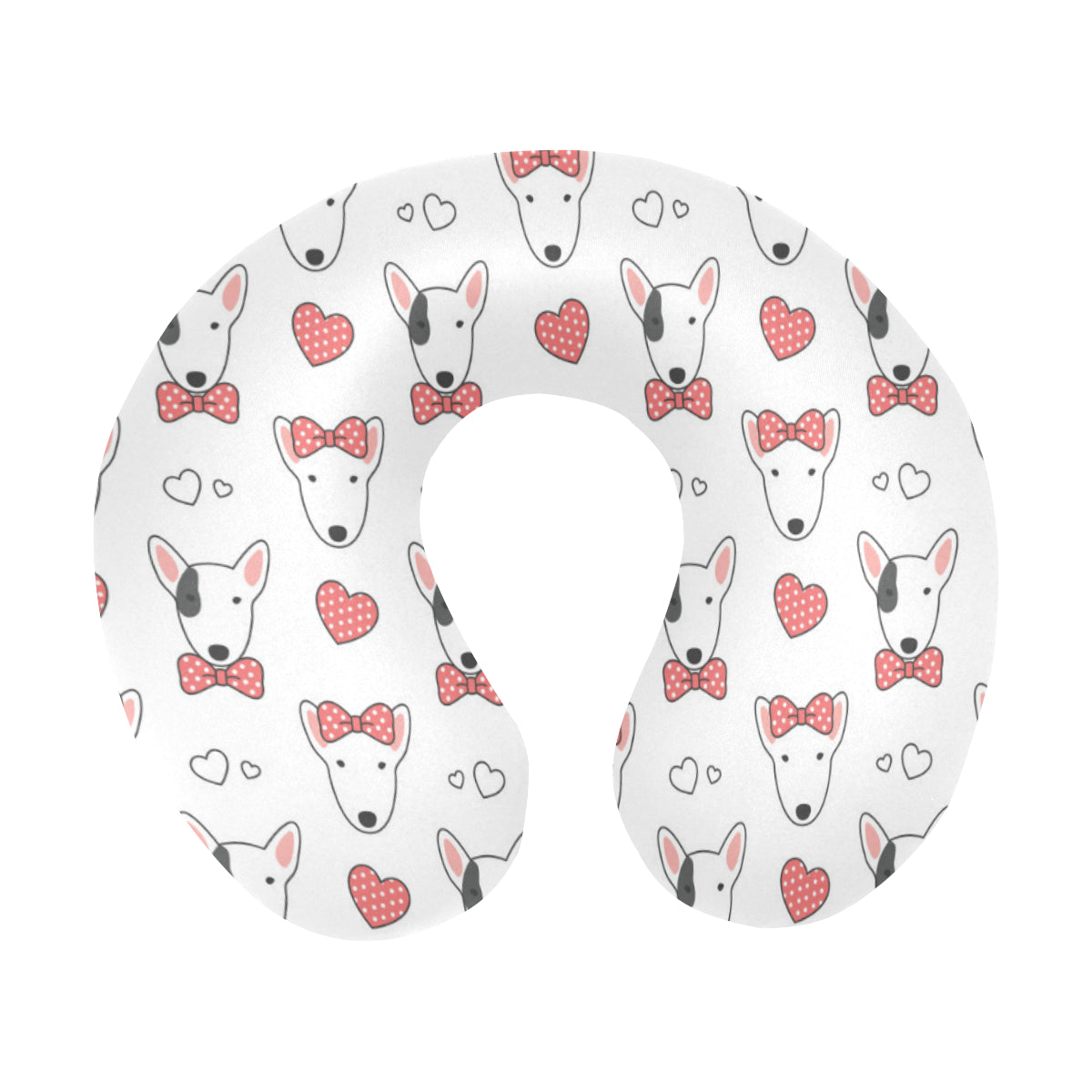 Bull Terriers Pattern Print Design 08 U-Shaped Travel Neck Pillow