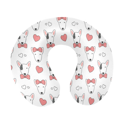 Bull Terriers Pattern Print Design 08 U-Shaped Travel Neck Pillow