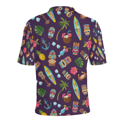 Hawaiian Themed Pattern Print Design H024 Men Polo Shirt