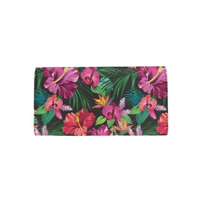 Hawaiian Flower Hibiscus tropical Women's Trifold Wallet