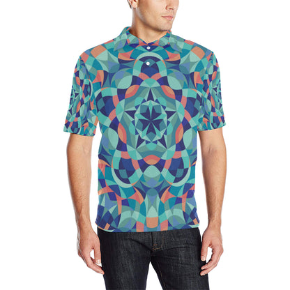 Kaleidoscope Pattern Print Design 03 Men Polo Shirt