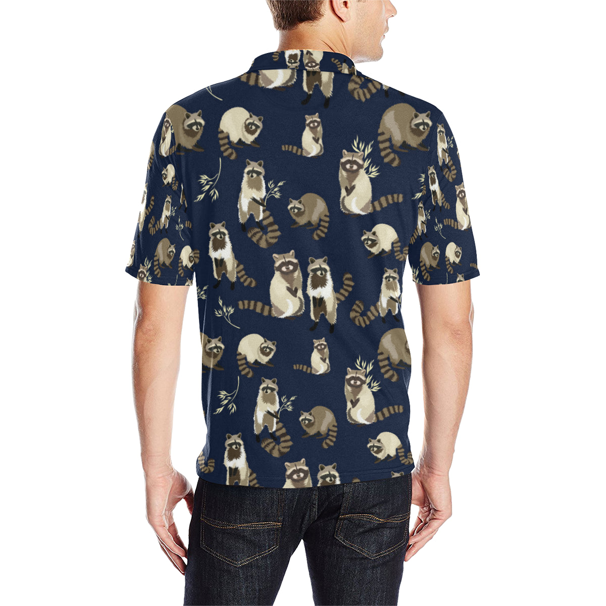 Raccoon Pattern Print Design A06 Men Polo Shirt